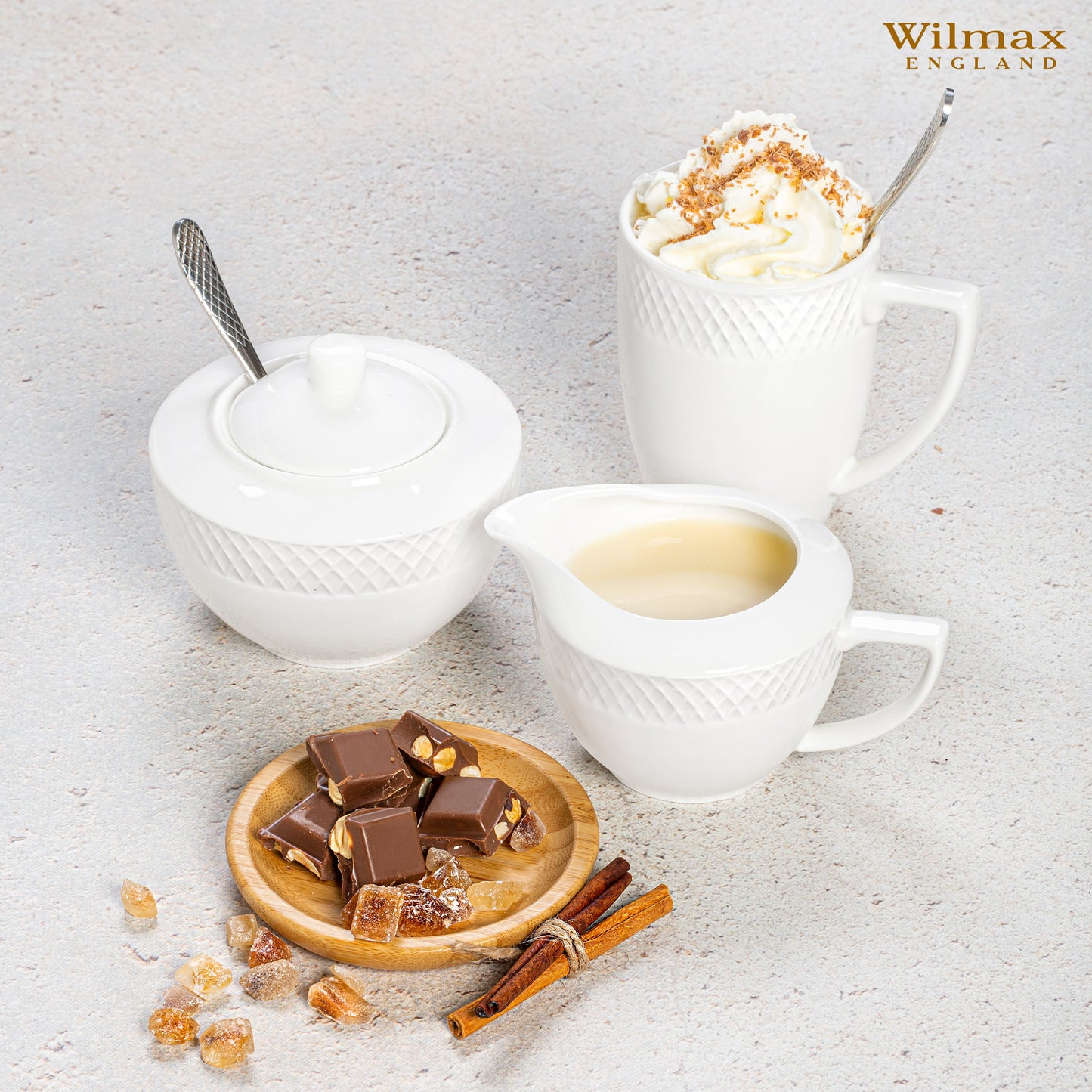 White Sugar Bowl 11 Oz & Creamer