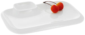 White Rectangular Plate With Sauce Compartment 10" inch X 6" inch|