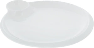 Set Of 3 White Round Platter With Sauce Compartment 10" inch |