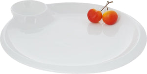 Set Of 3 White Round Platter With Sauce Compartment 10" inch |