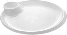 Set Of 3 White Round Platter With Sauce Compartment 12" inch |
