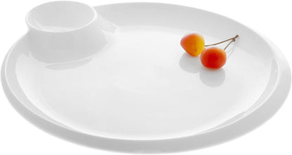 White Round Platter With Sauce Compartment 12" inch |