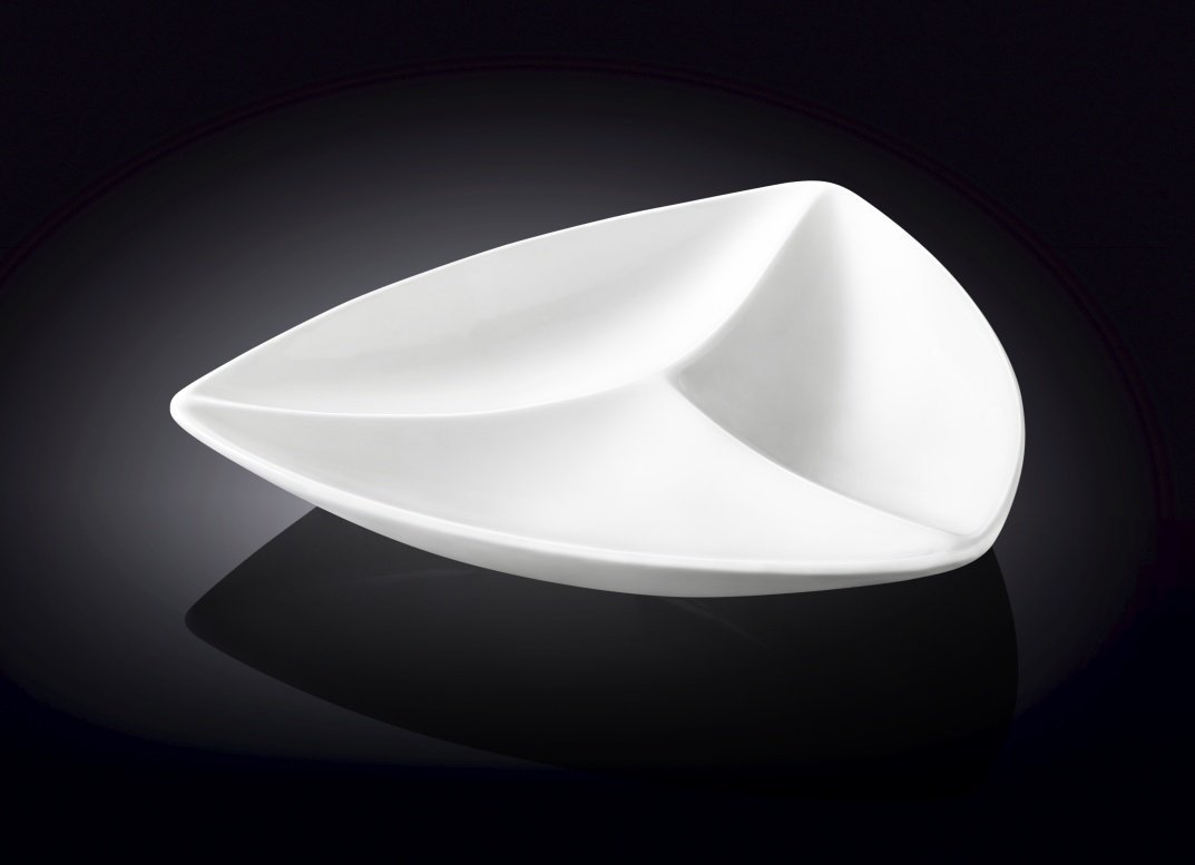 White Divided Triangular Dish 9.5" inch | 24 Cm