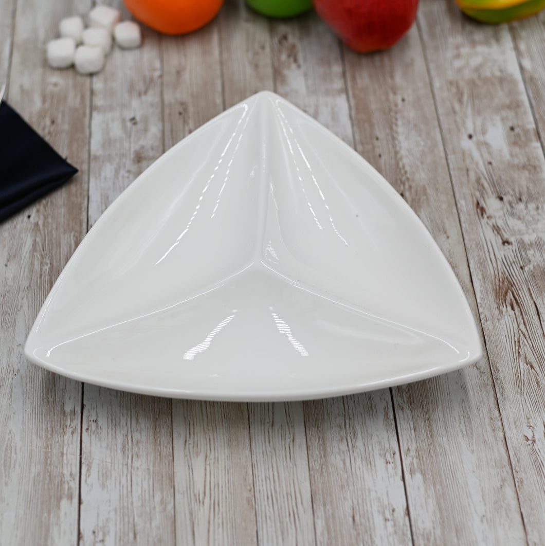 Fine Porcelain Divided Triangular Dish 9.5
