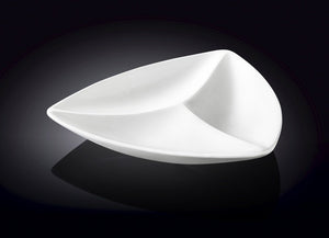 Set Of 3 White Divided Triangular Dish 9.5" inch | 24 Cm