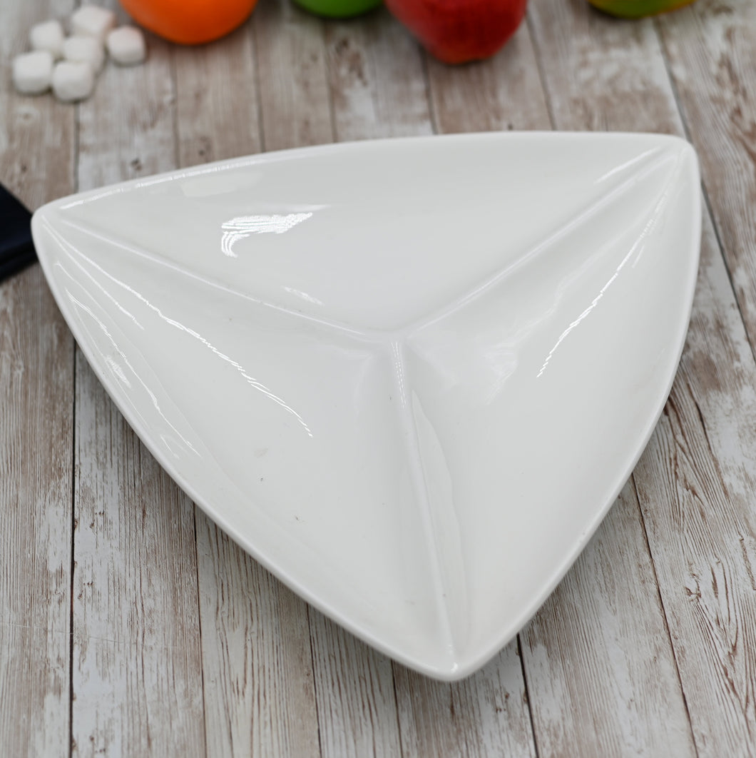 Fine Porcelain Divided Triangular Dish 11.5