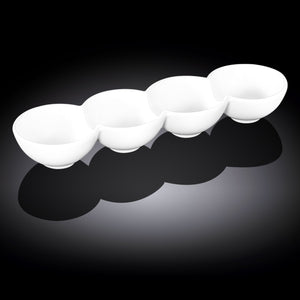 Set Of 3 White 4 Part Divided Dish 12" inch X 3.25" inch X 1.5" inch | 30 X 8 X 4 Cm
