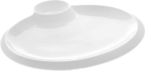 White Oval Platter With Sauce Compartment 16" inch | 40 Cm