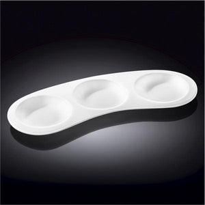 Set Of 6 White Tray With Dish / Cup Holders 9.5" inch X 3.5" inch | 25 X 8.5 Cm