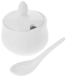 White 4 Oz | 130 Ml Mustard Pot With Spoon