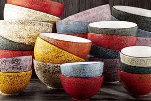 Set Of 3 Red Porcelain Bowl 6.5" inch | 16.5 Cm 34 Fl Oz | 1000 Ml