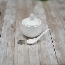 Set Of 6 White 4 Oz | 130 Ml Mustard Pot With Spoon