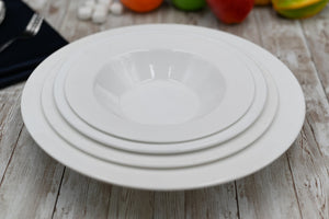 Set Of 3 Professional Rolled Rim White Deep Plate 12" inch |32 Oz