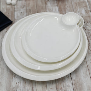 White Round Plate With Sauce Compartment 8" inch |