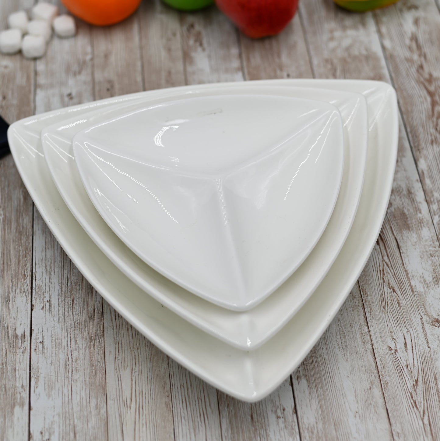 White Divided Triangular Dish 9.5" inch | 24 Cm