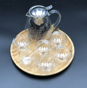 Small Asian Tea Thermo Set With 6 Bowls For Serving And A Bamboo Serving Tray WL-555018