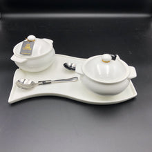 Set Of 2 Individual Baking Pots With A Soup Spoon And Curved Serving Dish Set For 2