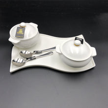 Set Of 2 Individual Baking Pots With A Soup Spoon And Curved Serving Dish Set For 2 WL-555013