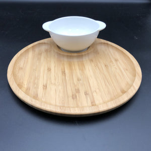 Bamboo And Fine Porcelain Set For Single Serve Soup Or Cereal Or Your Favorite Dessert