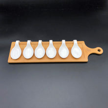 Small Party Serving Tray With 6 Shooter Spoons On An 18 Inch Bamboo Board To Match WL-555024