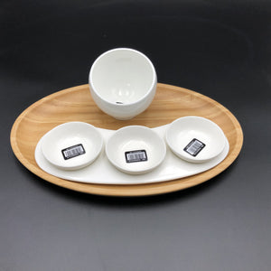 A Mignardises (Petit Four) Serving Set With Bamboo Oval Tray And Porcelain Dishes To Match WL-555023