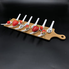 Fine Porcelain And Bamboo Serving Tray Combo Set With 12 Single Shooter Spoons