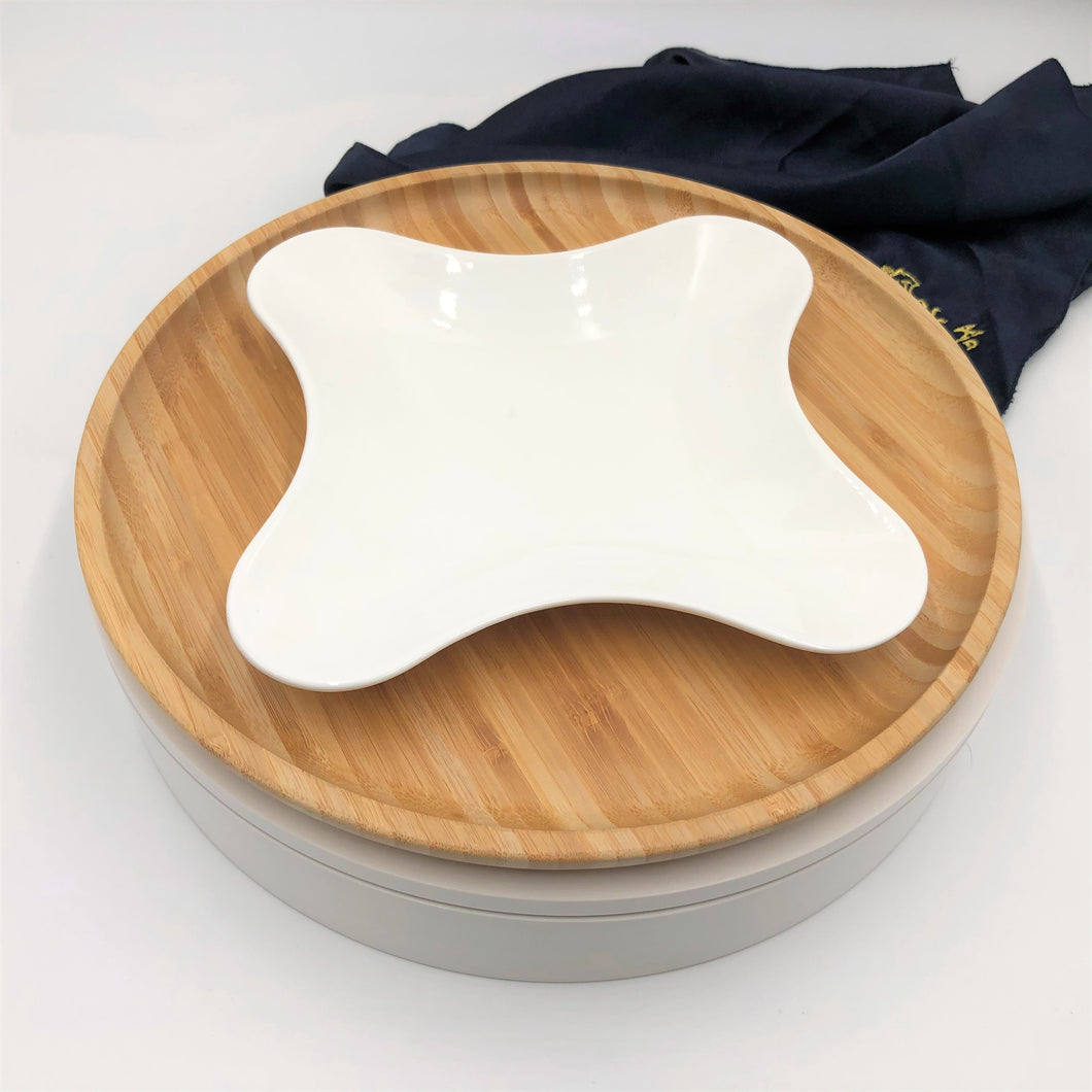 Bamboo And Fine Porcelain 4 Sided Star Dish/plate Setting WL-555069