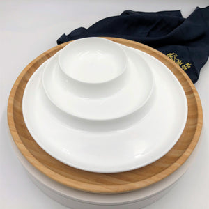 Bamboo And Fine Porcelain 3 Section Divided Dish/plate Setting WL-555070