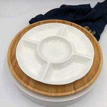 Bamboo And Fine Porcelain 5 Section Divided Dish/plate Setting  WL-555071
