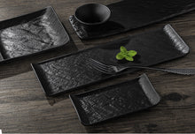 Set Of 3 Black Porcelain Slate look Rectangular Dish 11.75" inch X 3.75" inch