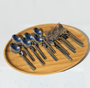 13 Piece 18/10 Stainless Steel Fork And Spoon Dinner Set By With A Square Solid Handle