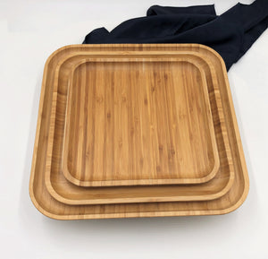 Square Bamboo And Fine Porcelain Contemporary Dinnerware Set Of 3 Sizes (6 Piece Set)