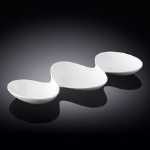 Set Of 3 White Divided Sauce Dish 14.5" inch | 37 Cm