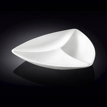 Set Of 3 White Divided Triangular Dish 9.5" inch | 24 Cm