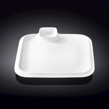 White Square Platter With Sauce Compartment 8" inch X 8" inch |