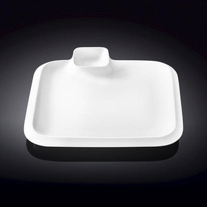White Square Platter With Sauce Compartment 10" inch X 10" inch |