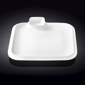 White Square Platter With Sauce Compartment 12" inch X 12" inch |
