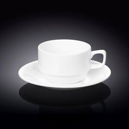 7 OZ | 220 ML TEA CUP & SAUCER - WILMAX PORCELAIN WILMAX