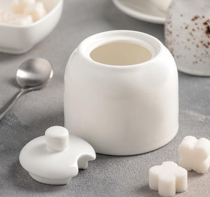 Set Of 6 White Sugar Bowl 9 Oz | 280 Ml