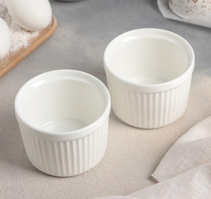 DOWAN Ramekins 8 oz, Porcelain Small Serving Dessert Bowls Set of 6, White, Size: 8 fl oz, Beige