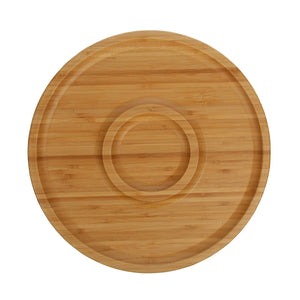 Bamboo Round 2 Section Platter 14" inch | For Appetizers / Barbecue / Burger Sliders