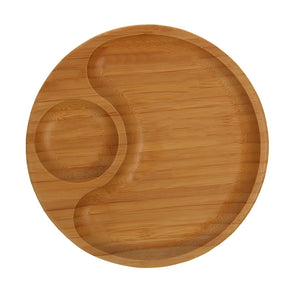 Set Of 3 Bamboo Round 2 Section Platter 8" inch | For Appetizers / Barbecue / Burger Sliders