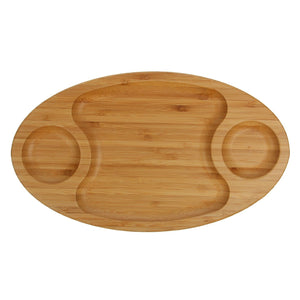 Set Of 3 Bamboo 3 Section Platter 14" inch X 8" inch | For Appetizers / Barbecue / Burger Sliders