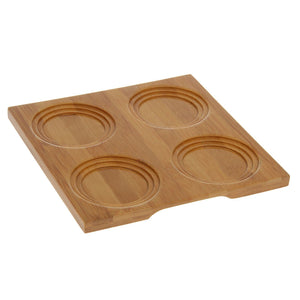 A Set Of A 4 Section Bamboo Tray With 4 Doublewalled Thermo Glasses To Match