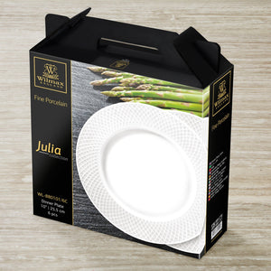 Fine Julia Porcelain Deep Plate Dinnerware Set For 6 Including 10" inch Charger Plate