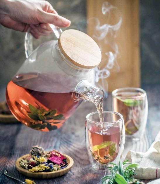 Glass Teapot - 54oz/1600ml Tea Pots with Scale Line, Glass Teapot